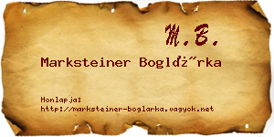 Marksteiner Boglárka névjegykártya